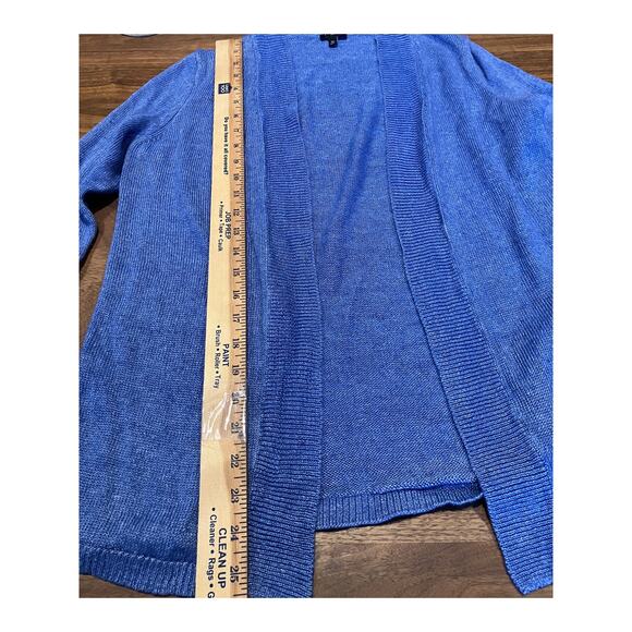 Talbots Petites 100% Linen Open Front Cardigan Sweater Blue Size MP - Picture 7 of 7